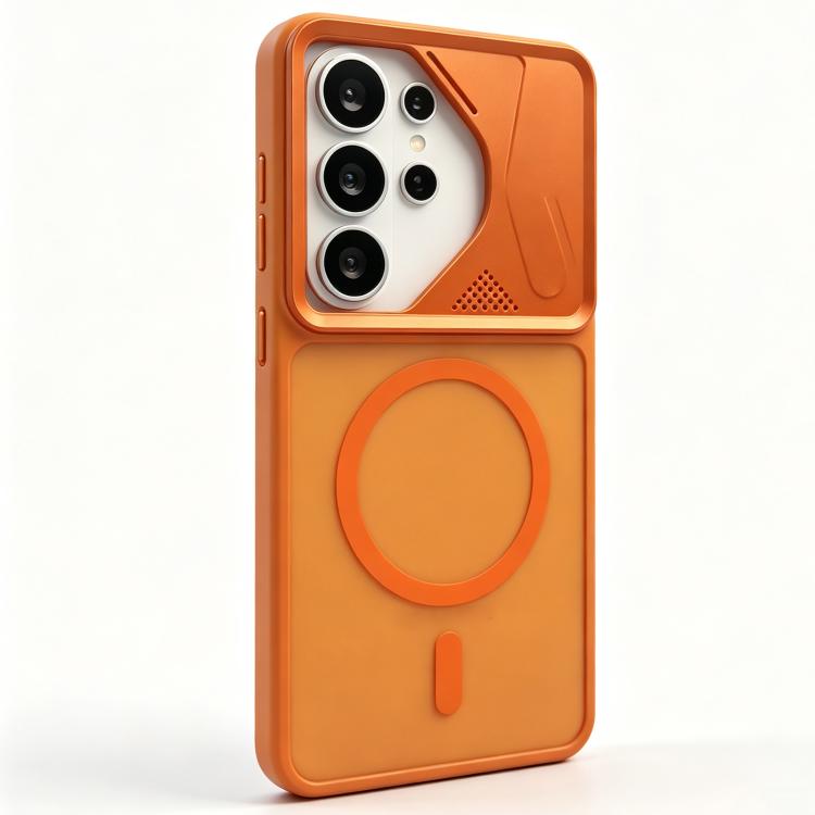 For Galaxy S25 Ultra 5G Translucent Frosted Magnetic PC Hybrid TPU Phone Case