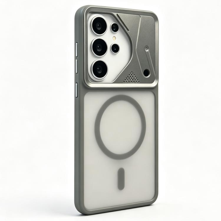 For Galaxy S25 Ultra 5G Translucent Frosted Magnetic PC Hybrid TPU Phone Case