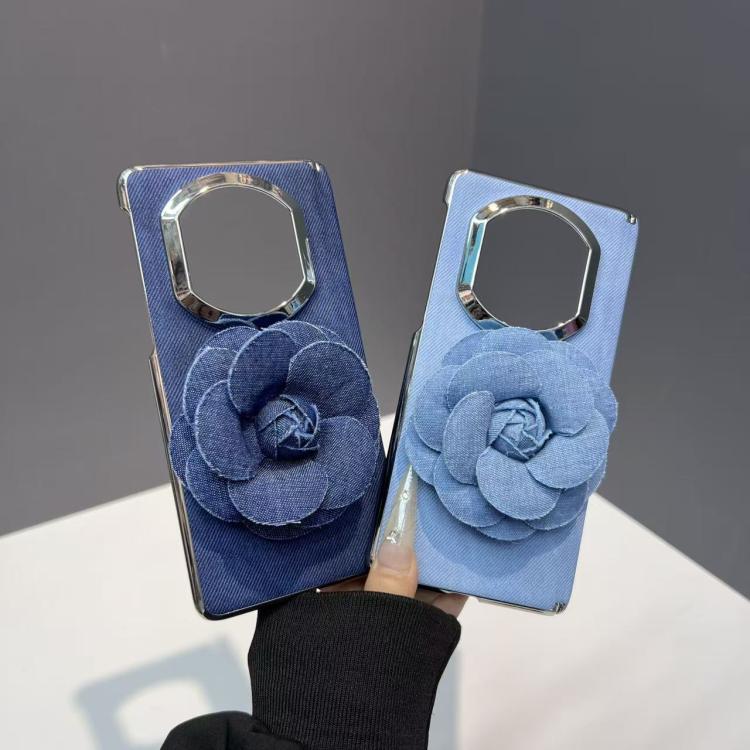 For Huawei Mate X6 Denim Texture 3D Rose Flower Decoration Shockproof Phone Case