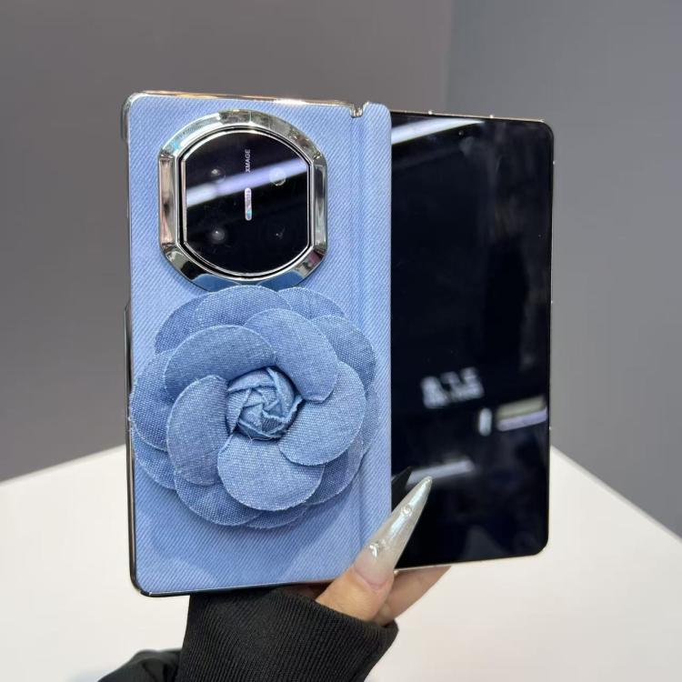 For Huawei Mate X6 Denim Texture 3D Rose Flower Decoration Shockproof Phone Case