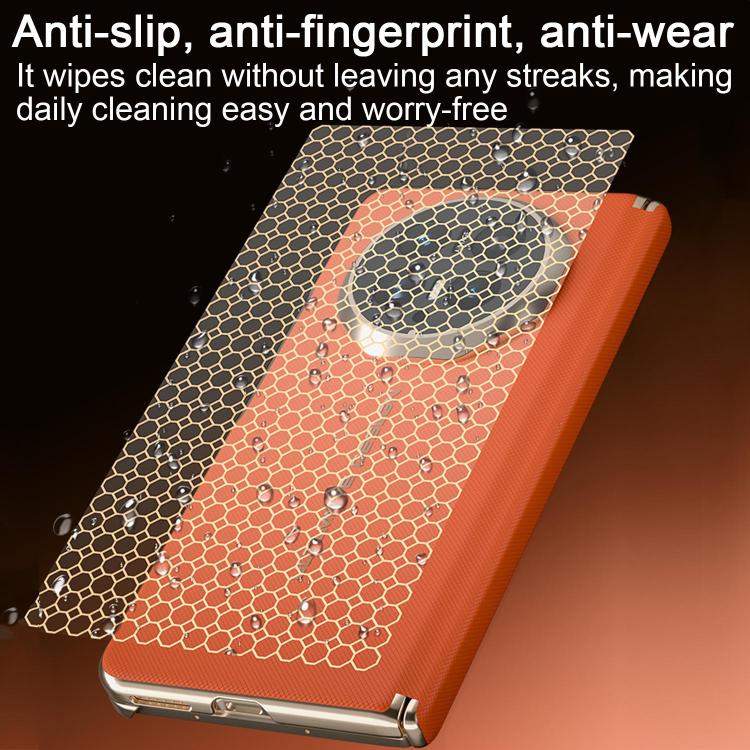 For Honor Magic V5 Woven Leather Series Brushed Magnetic Phone Case