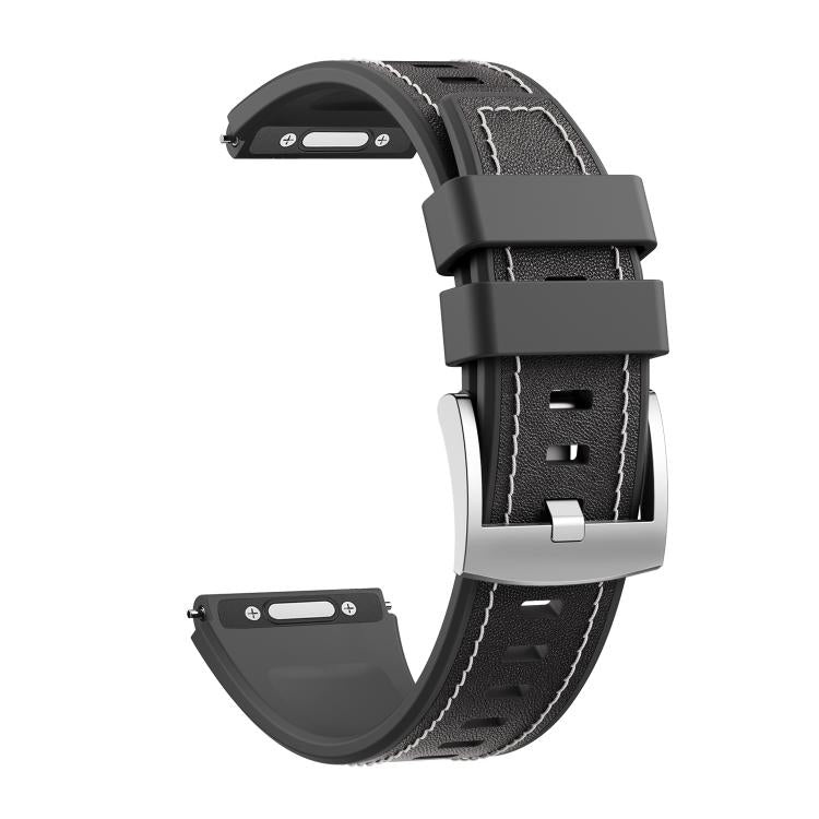 For Huawei Watch Ultimate 2 Press Button Quick Release Style Silicone Hybrid Vegan Leather Watch Band