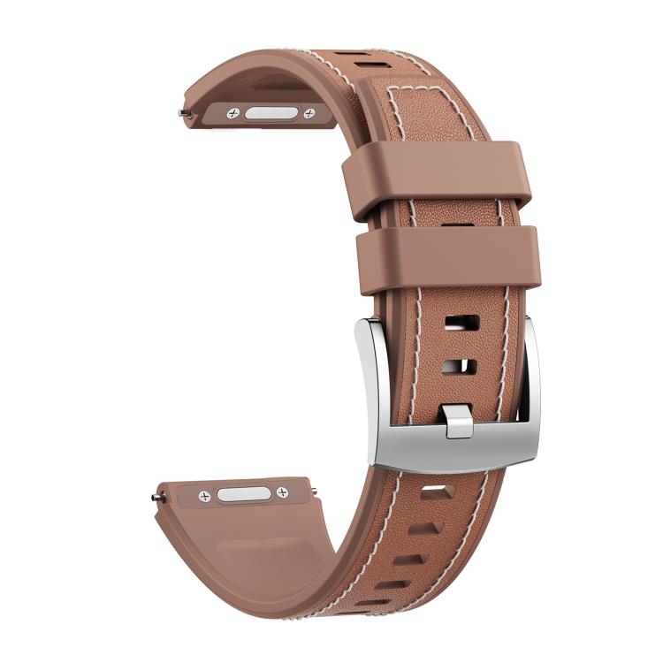 For Huawei Watch Ultimate 2 Press Button Quick Release Style Silicone Hybrid Vegan Leather Watch Band
