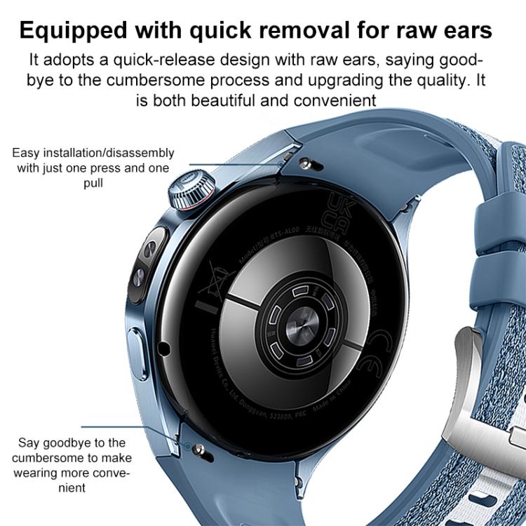 For Huawei Watch Ultimate 2 Anniversary Edition Spring Ear Skin Leather Silicone Watch Band - Blue