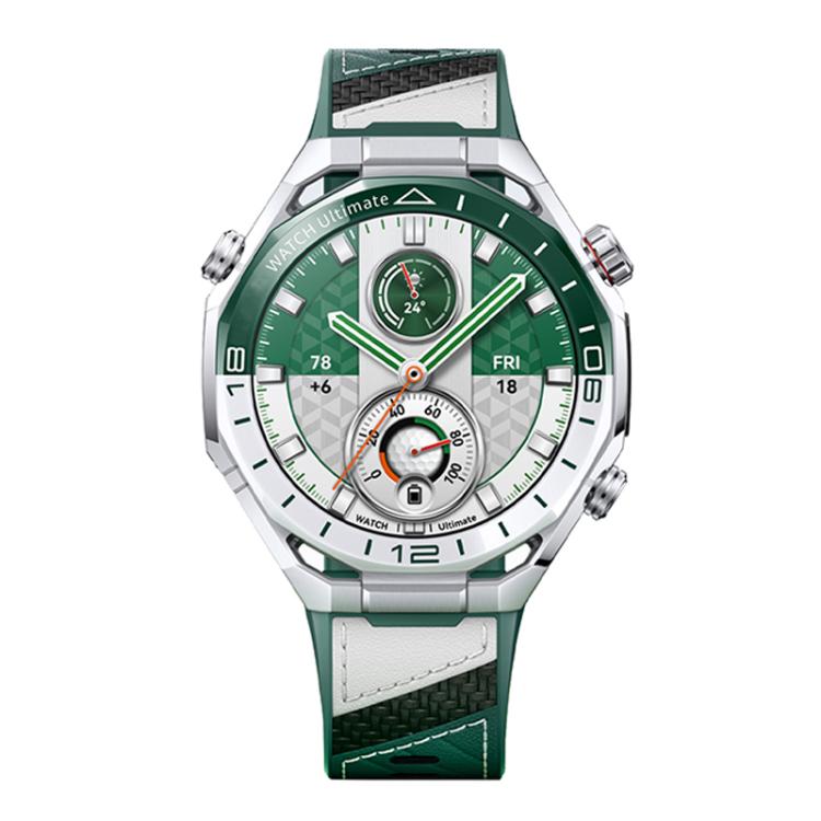 For Huawei Watch Ultimate 2 Spring Ear Style Microfiber Leather Skin Silicone Watch Band - Green