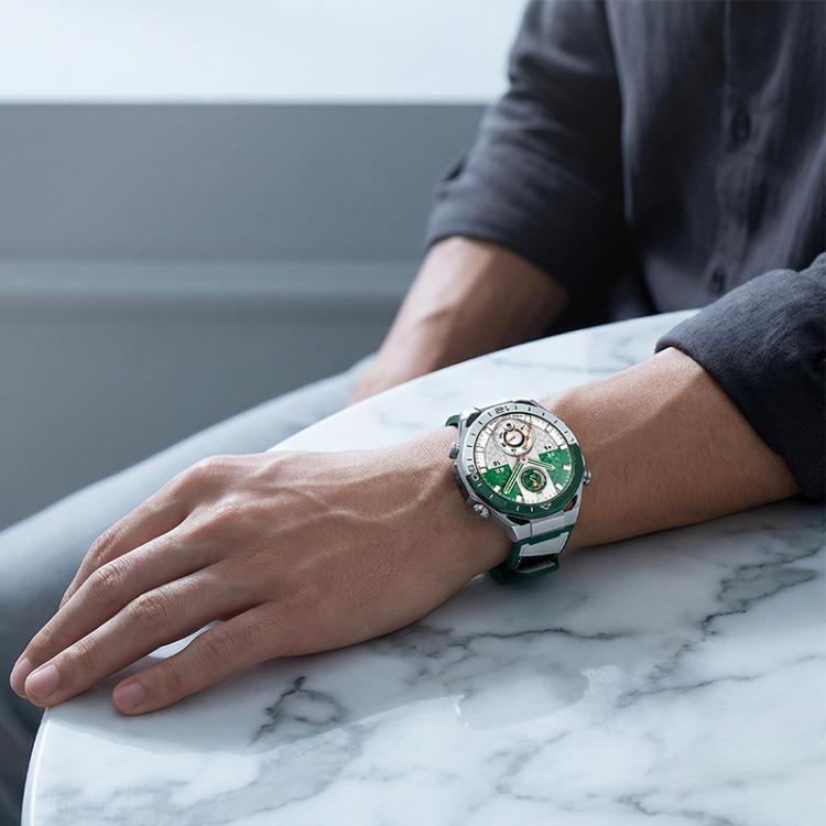 For Huawei Watch Ultimate 2 Spring Ear Style Microfiber Leather Skin Silicone Watch Band - Green