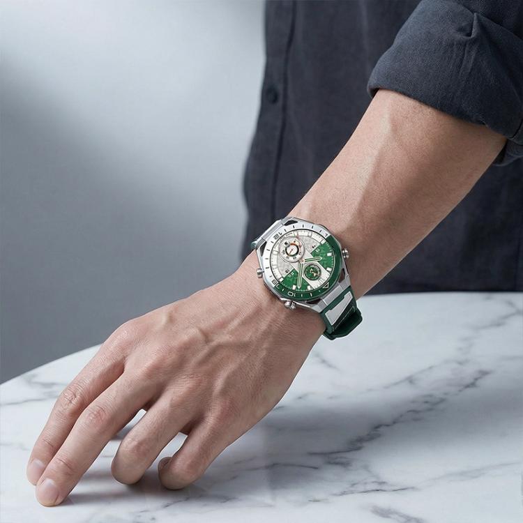 For Huawei Watch Ultimate 2 Spring Ear Style Microfiber Leather Skin Silicone Watch Band - Green