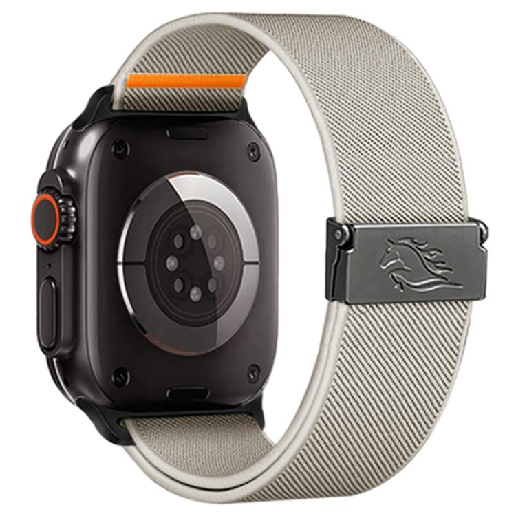 For Apple Watch 42mm / 41mm / 40mm / 38mm Stretch Nylon Titanium Gray Fly Horse Buckle Watch Band
