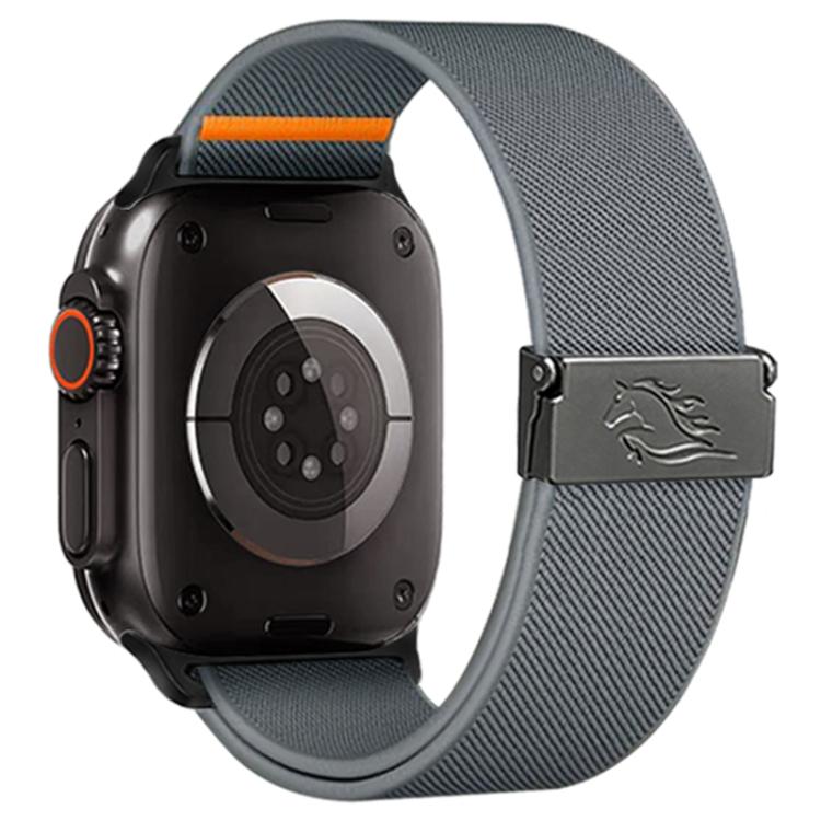 For Apple Watch 42mm / 41mm / 40mm / 38mm Stretch Nylon Titanium Gray Fly Horse Buckle Watch Band