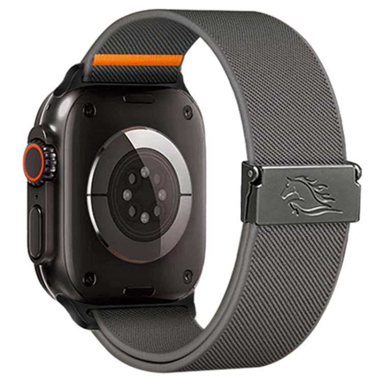 For Apple Watch 42mm / 41mm / 40mm / 38mm Stretch Nylon Titanium Gray Fly Horse Buckle Watch Band