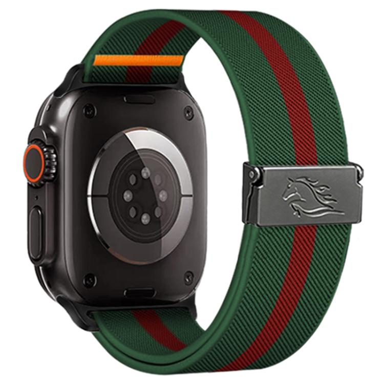 For Apple Watch 42mm / 41mm / 40mm / 38mm Stretch Nylon Titanium Gray Fly Horse Buckle Watch Band