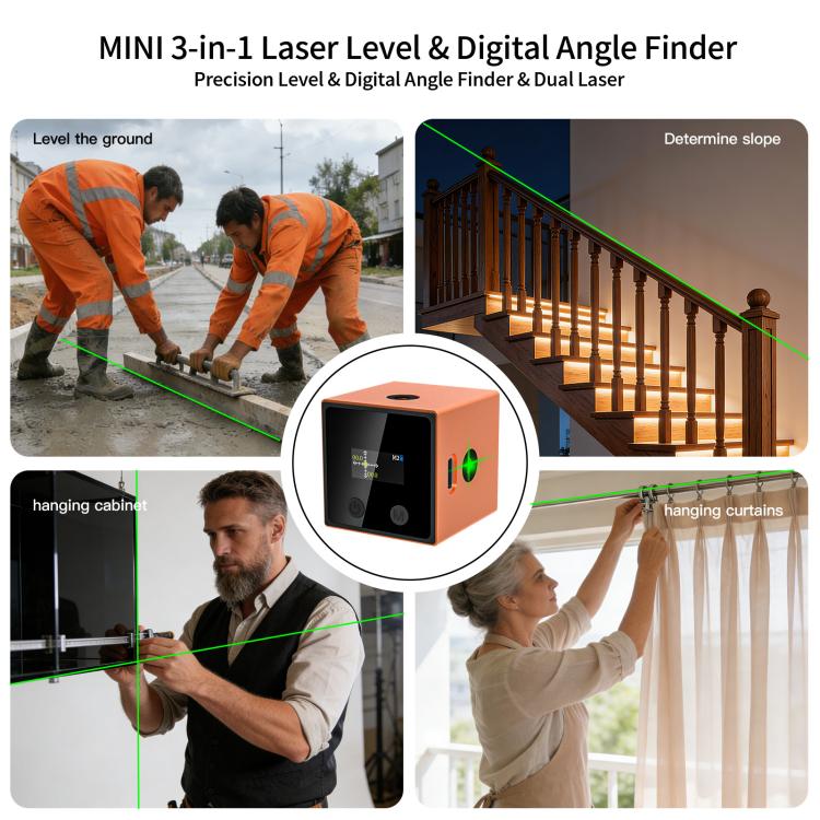 LT10 Multifunctional Mini Smart Laser Level & Digital Angle Finder - Orange