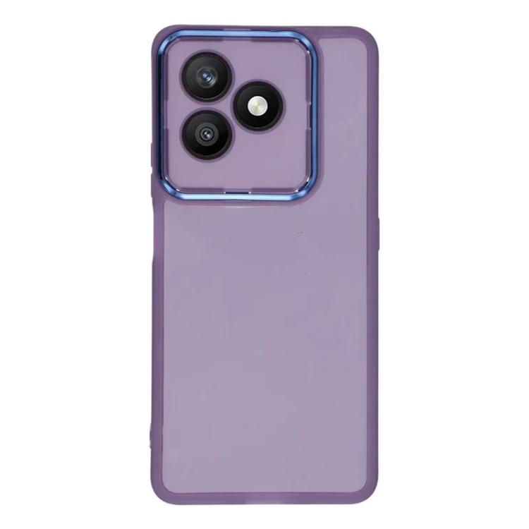 For Honor X8d 4G WANLONFENG Electroplated Frame Translucent TPU Phone Case with Screen Film
