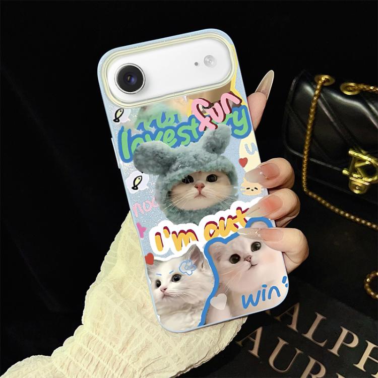 For iPhone Air Cats Pattern IMD Glitter PC Hybrid TPU Phone Case