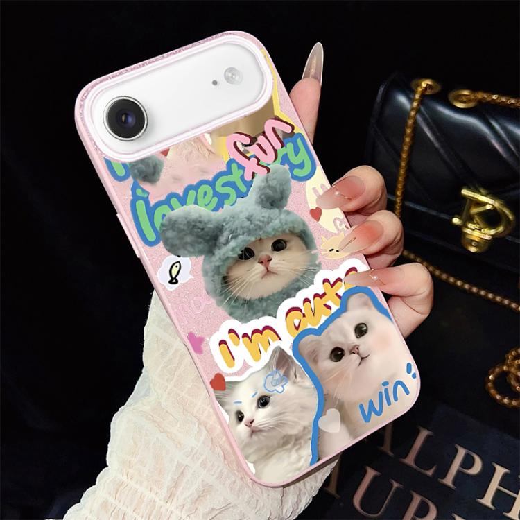 For iPhone Air Cats Pattern IMD Glitter PC Hybrid TPU Phone Case