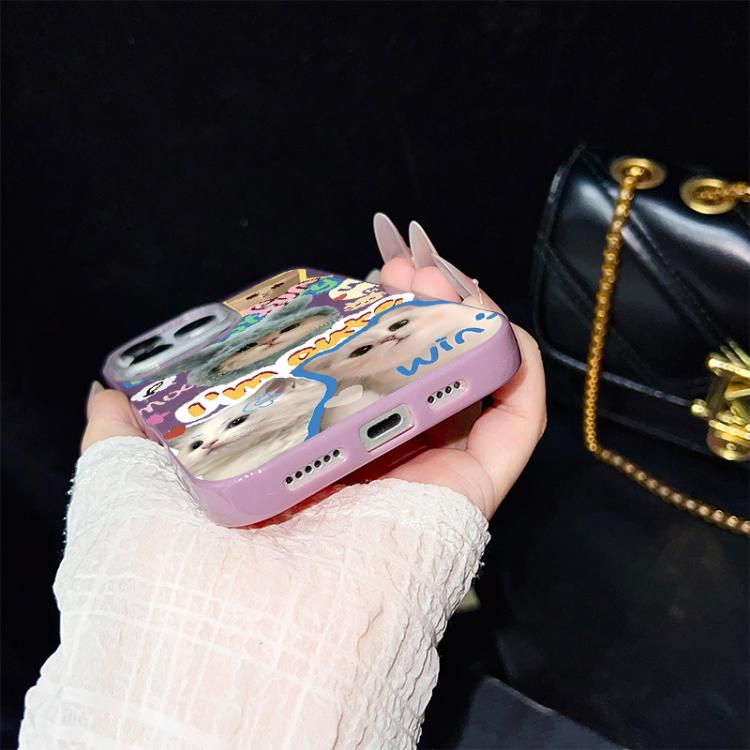 For iPhone SE 2022 / SE 2020 Cats Pattern IMD Glitter PC Hybrid TPU Phone Case