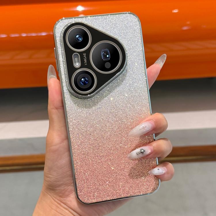 For  Huawei Pura 70 Pro Frosted Star Electroplated Frame Glitter Powder Phone Case