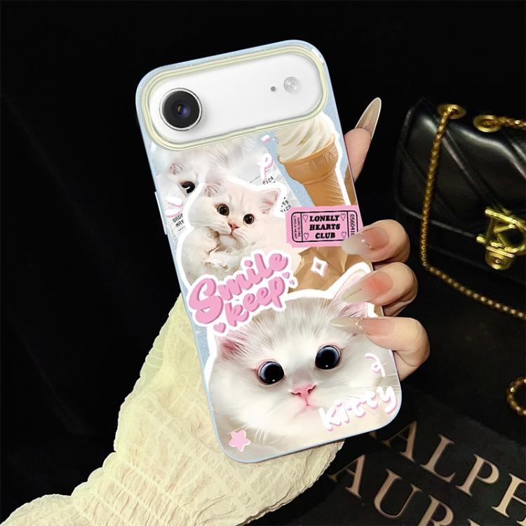 For iPhone Air Ice Cream Cats Pattern IMD Glitter PC Hybrid TPU Phone Case
