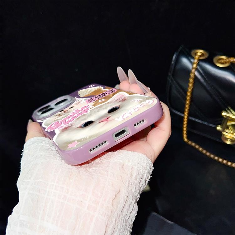 For iPhone 17e / 16e Ice Cream Cats Pattern IMD Glitter PC Hybrid TPU Phone Case