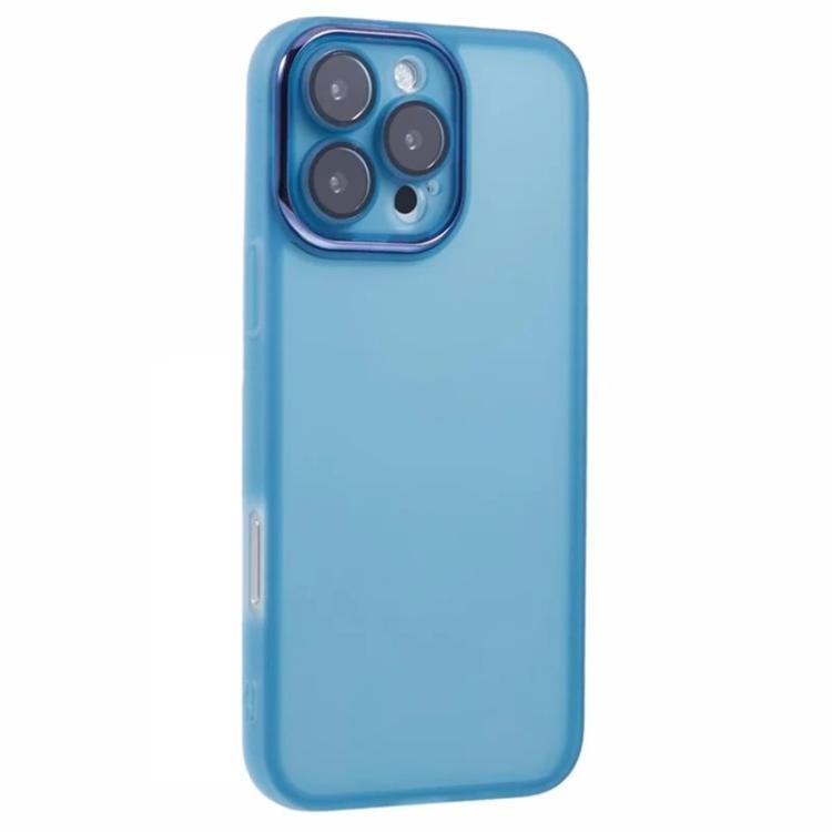 For iPhone 16 Pro Max WANLONFENG Electroplated Frame Translucent TPU Phone Case with Screen Film