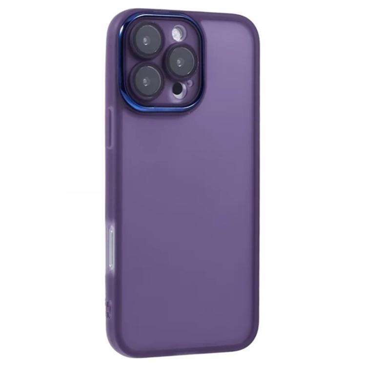 For iPhone 16 Pro WANLONFENG Electroplated Frame Translucent TPU Phone Case with Screen Film