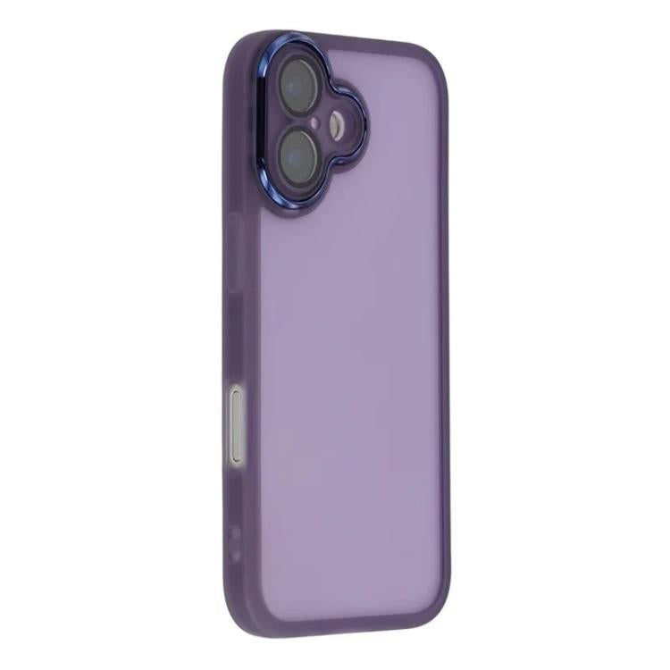 For iPhone 16 WANLONFENG Electroplated Frame Translucent TPU Phone Case with Screen Film