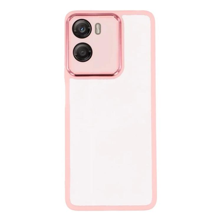 For Motorola Moto G06 Power / G06 4G WANLONFENG Electroplated Frame Translucent TPU Phone Case with Screen Film