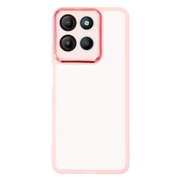 For Motorola Moto G17 Power / G17 4G WANLONFENG Electroplated Frame Translucent TPU Phone Case with Screen Film