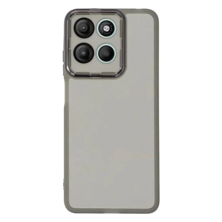 For Motorola Moto G17 Power / G17 4G WANLONFENG Electroplated Frame Translucent TPU Phone Case with Screen Film