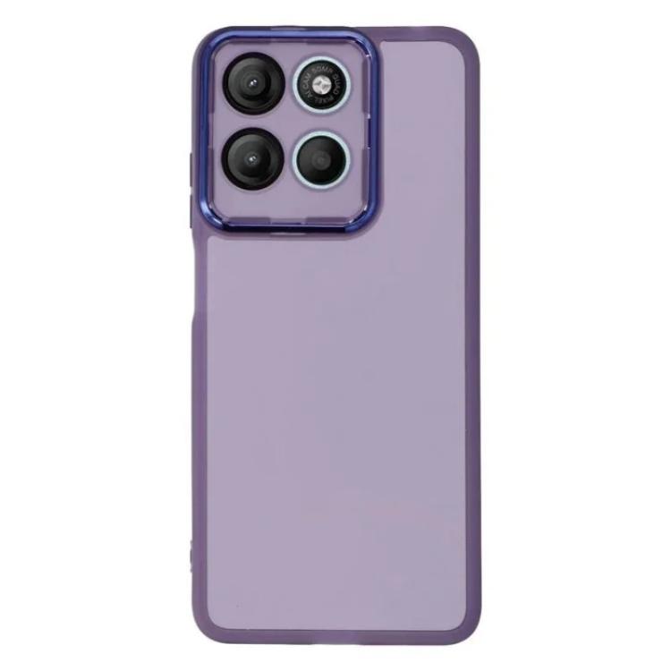 For Motorola Moto G17 Power / G17 4G WANLONFENG Electroplated Frame Translucent TPU Phone Case with Screen Film