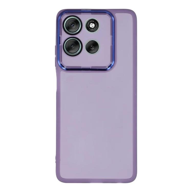 For Motorola Moto G56 5G WANLONFENG Electroplated Frame Translucent TPU Phone Case with Screen Film