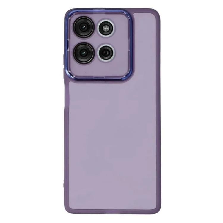 For Motorola Moto G75 5G WANLONFENG Electroplated Frame Translucent TPU Phone Case with Screen Film