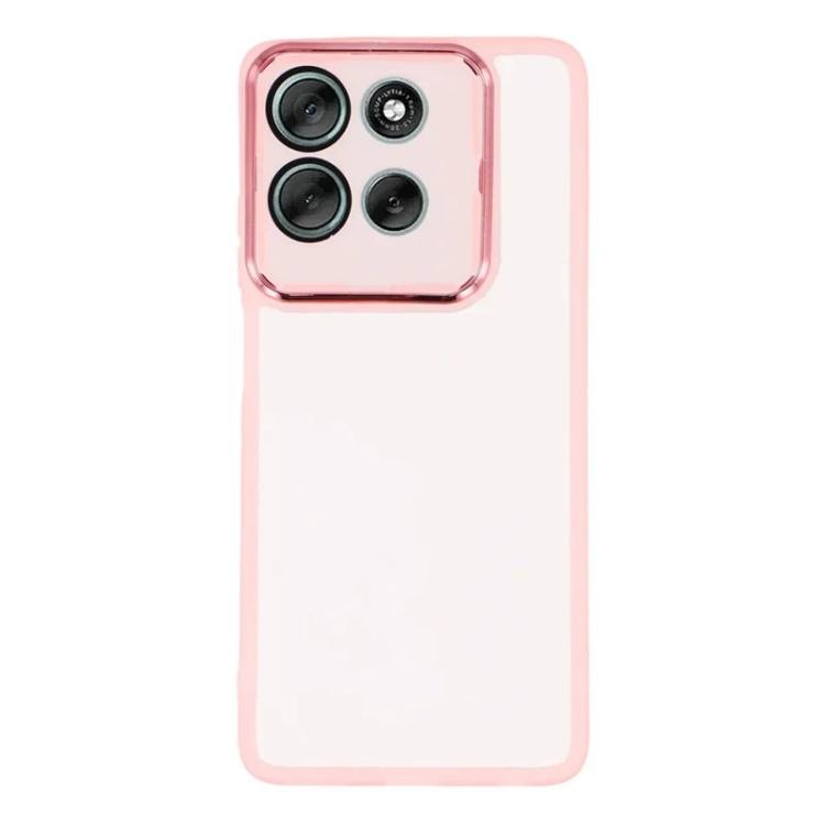 For Motorola Moto G86 5G WANLONFENG Electroplated Frame Translucent TPU Phone Case with Screen Film