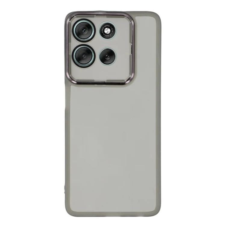 For Motorola Moto G86 5G WANLONFENG Electroplated Frame Translucent TPU Phone Case with Screen Film