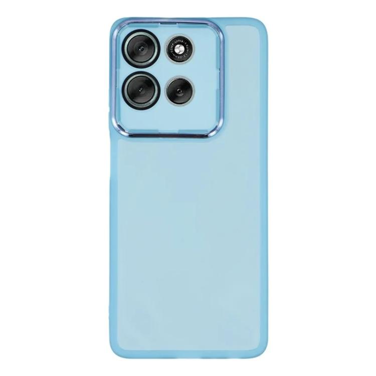 For Motorola Moto G86 5G WANLONFENG Electroplated Frame Translucent TPU Phone Case with Screen Film