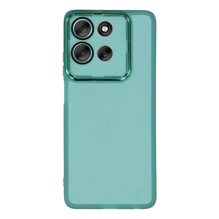 For Motorola Moto G86 5G WANLONFENG Electroplated Frame Translucent TPU Phone Case with Screen Film
