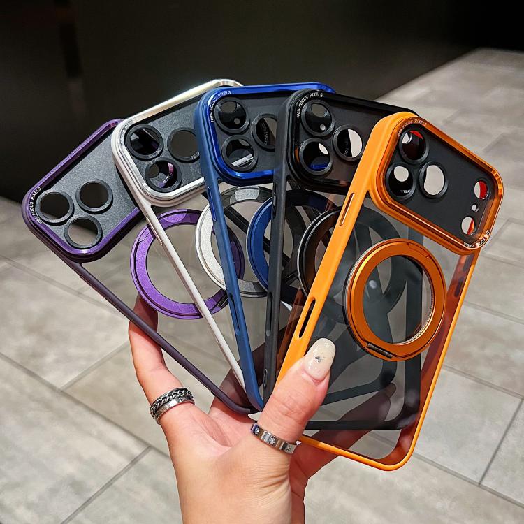 For iPhone 17 Electroplated Eagle Eye Rotating Bracket Magnetic Phone Case