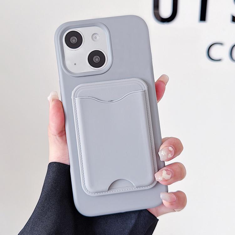 For iPhone 15 Macaron-Style Card Holder Magnetic TPU Phone Case
