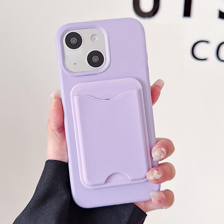 For iPhone 15 Macaron-Style Card Holder Magnetic TPU Phone Case