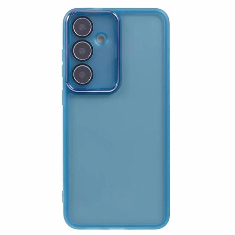 For Galaxy A35 5G WANLONFENG Electroplated Frame Translucent TPU Phone Case with Screen Film