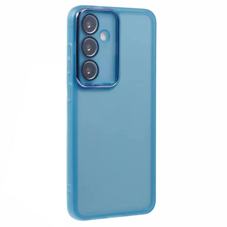 For Galaxy S25+ 5G WANLONFENG Electroplated Frame Translucent TPU Phone Case with Screen Film