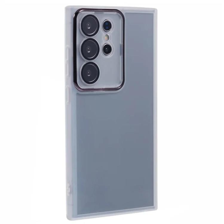 For Galaxy S24 Ultra 5G WANLONFENG Electroplated Frame Translucent TPU Phone Case with Screen Film