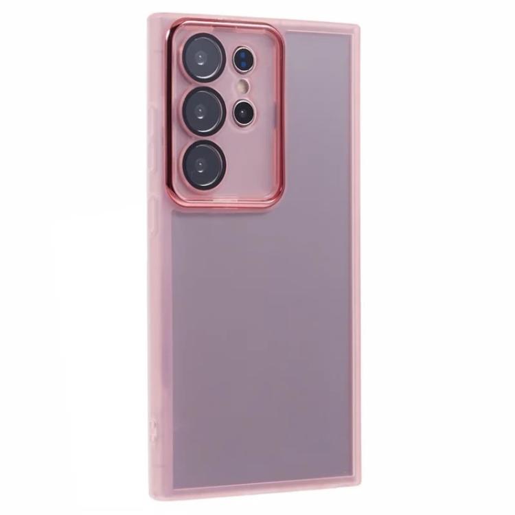For Galaxy S24 Ultra 5G WANLONFENG Electroplated Frame Translucent TPU Phone Case with Screen Film