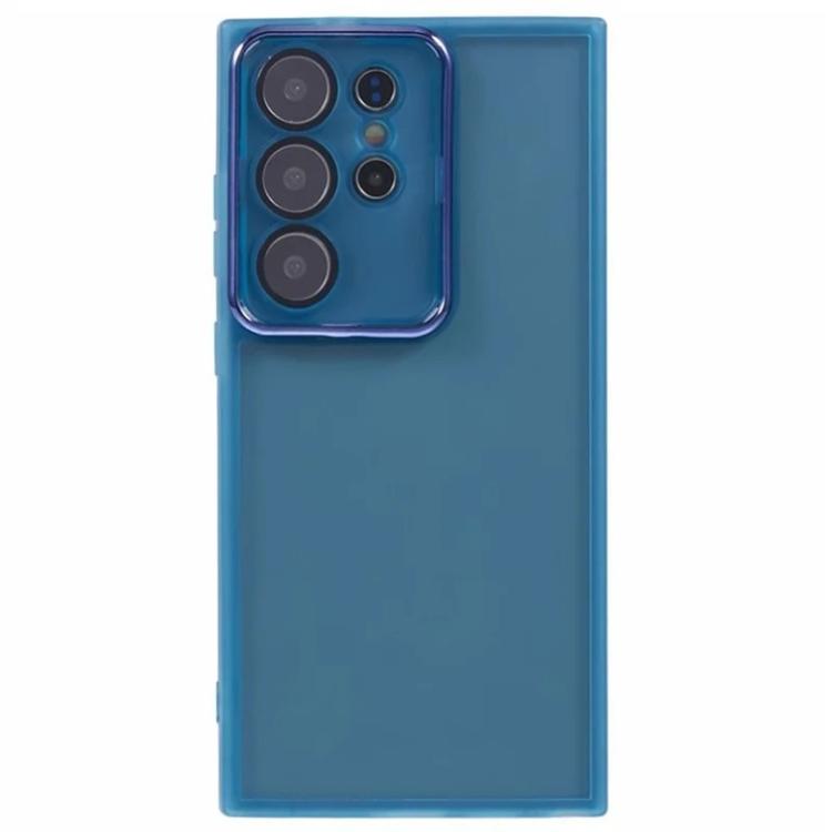 For Galaxy S24 Ultra 5G WANLONFENG Electroplated Frame Translucent TPU Phone Case with Screen Film