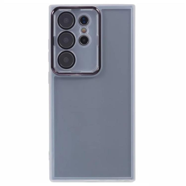 For Galaxy S23 Ultra 5G WANLONFENG Electroplated Frame Translucent TPU Phone Case with Screen Film