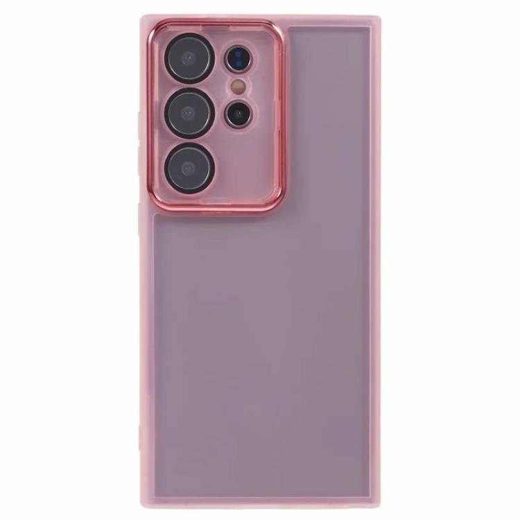 For Galaxy S23 Ultra 5G WANLONFENG Electroplated Frame Translucent TPU Phone Case with Screen Film