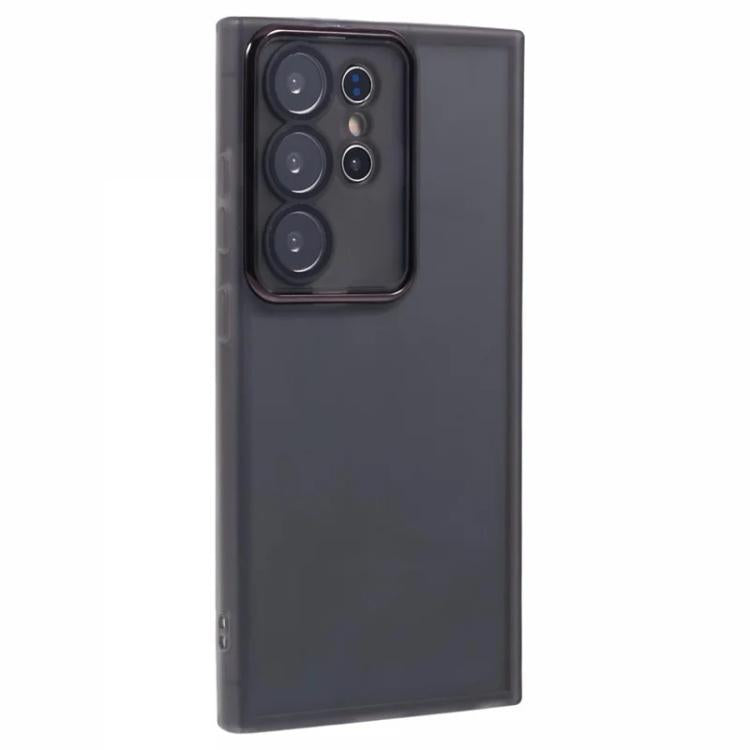 For Galaxy S23 Ultra 5G WANLONFENG Electroplated Frame Translucent TPU Phone Case with Screen Film