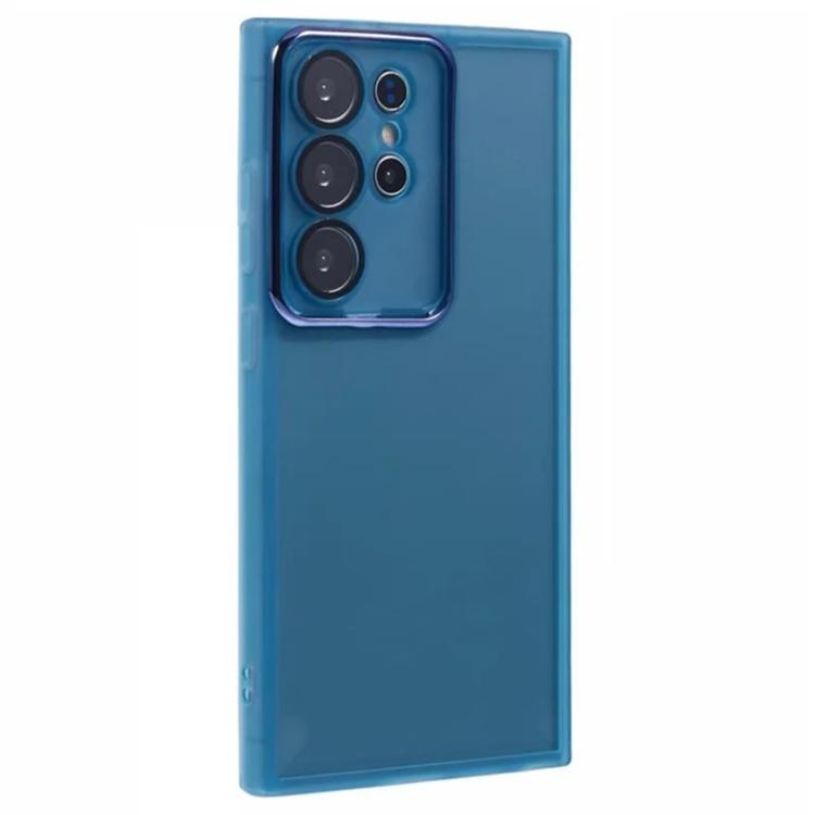 For Galaxy S23 Ultra 5G WANLONFENG Electroplated Frame Translucent TPU Phone Case with Screen Film