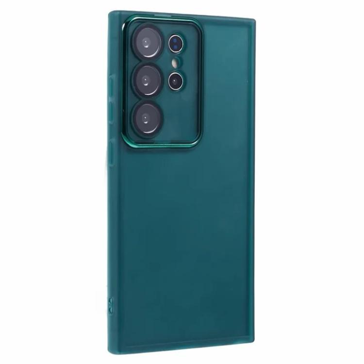 For Galaxy S23 Ultra 5G WANLONFENG Electroplated Frame Translucent TPU Phone Case with Screen Film