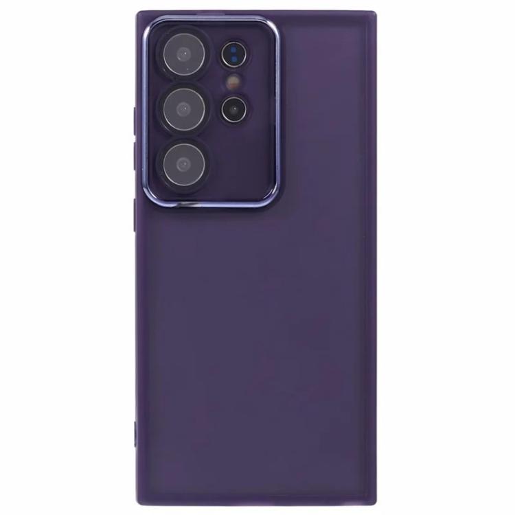 For Galaxy S23 Ultra 5G WANLONFENG Electroplated Frame Translucent TPU Phone Case with Screen Film